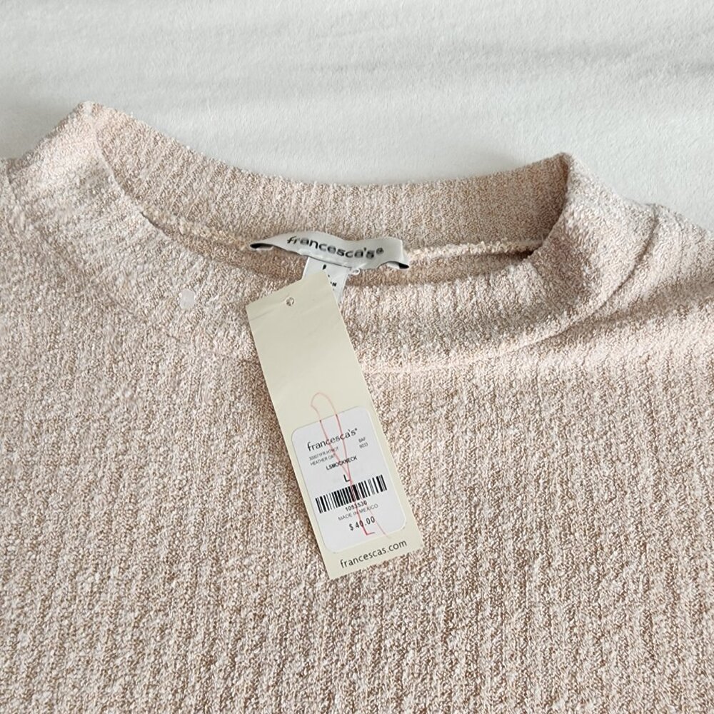 Francesca’s Bodysuit Women's L NEW Mock Neck Long Sleeve - Heather Oat - Picture 2 of 9